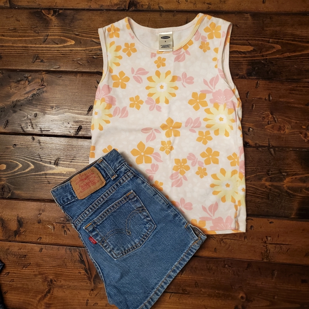 Old Navy tank pink orange yellow, sz 8